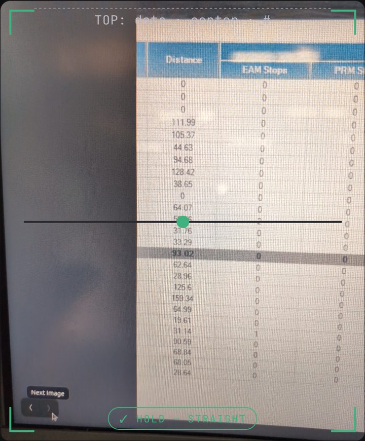 Photo 2 of the dispatch screen: the Distance column, every row.